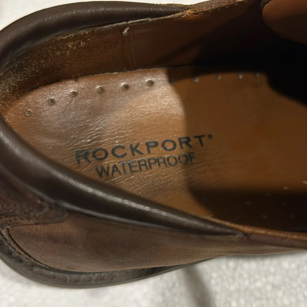 Rockport mens lace up Leather Waterproof Oxford Shoes Low Top size 10M brown